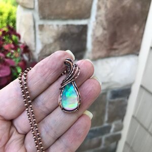 Aurora Opal Small Teardrop Pendant