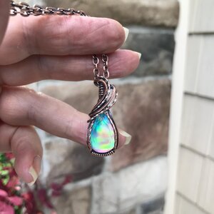 Aurora Opal Small Teardrop Pendant