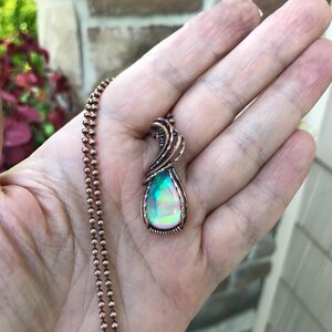 Aurora Opal Small Teardrop Pendant