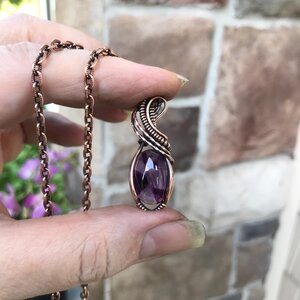 Amethyst Smal Copper Pendant