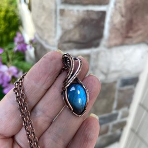Blue Labradorite Small Copper Pendant