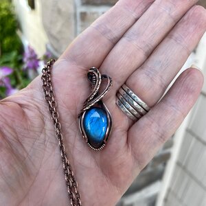 Blue Labradorite Small Copper Pendant