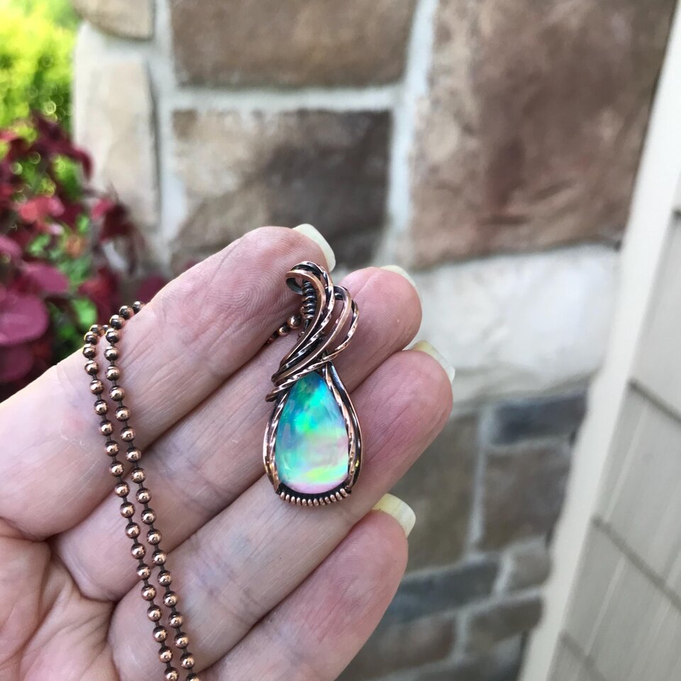 Aurora Opal Small Teardrop Pendant