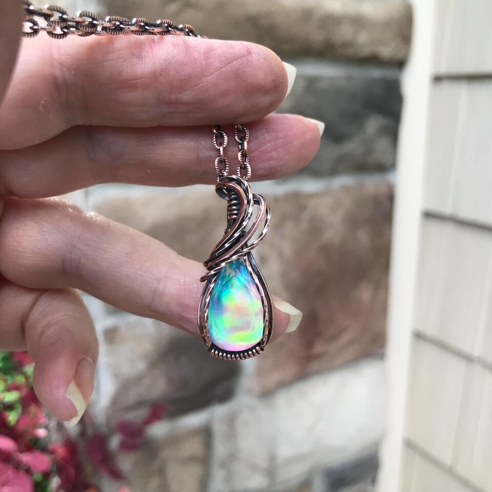 Aurora Opal Small Teardrop Pendant