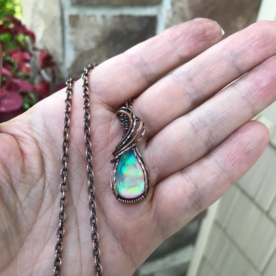 Aurora Opal Small Teardrop Pendant