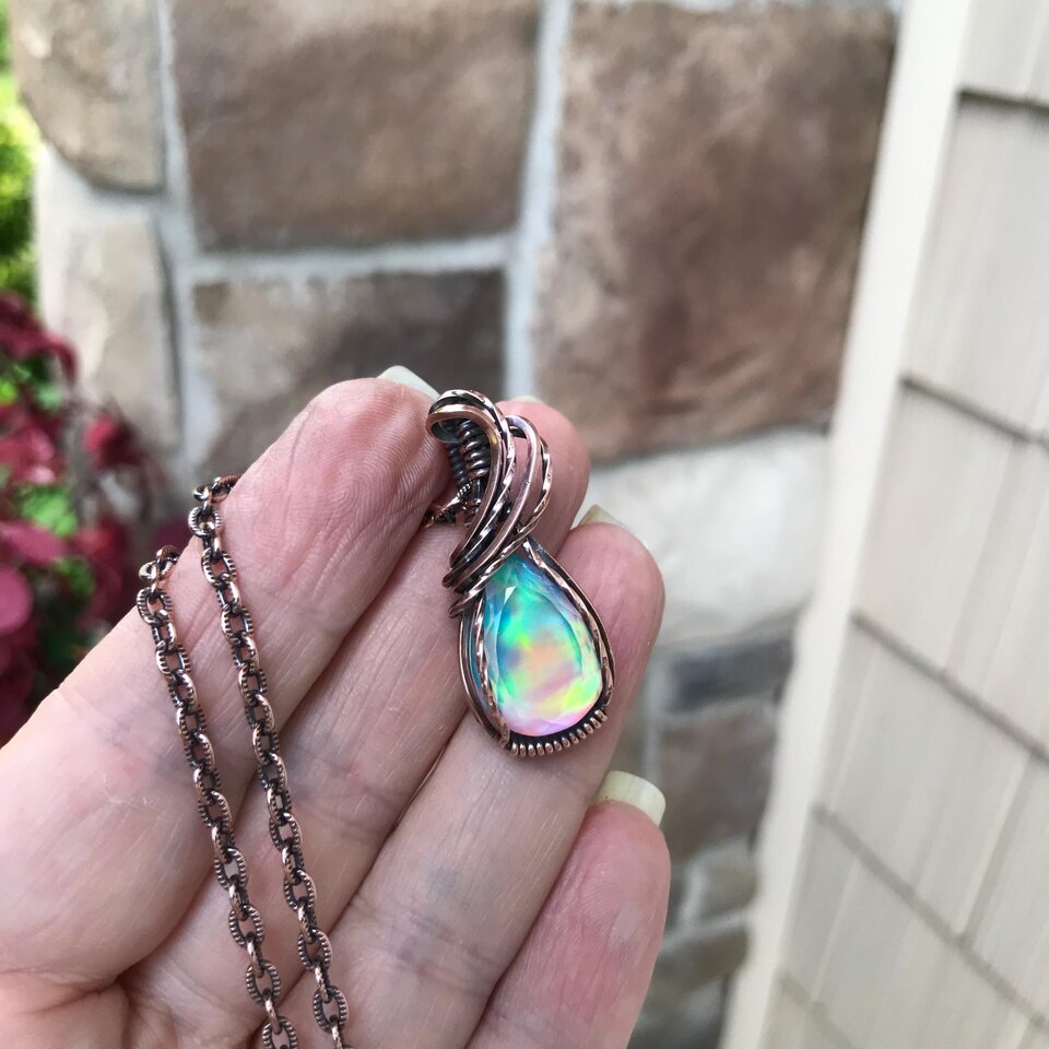 Aurora Opal Small Teardrop Pendant