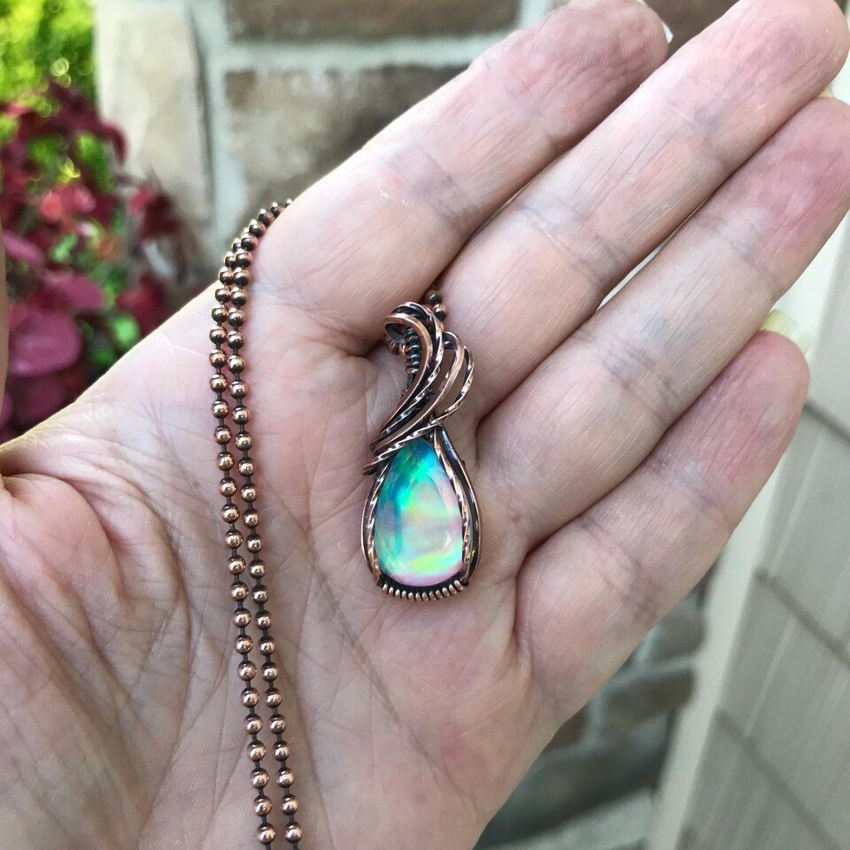 Aurora Opal Small Teardrop Pendant