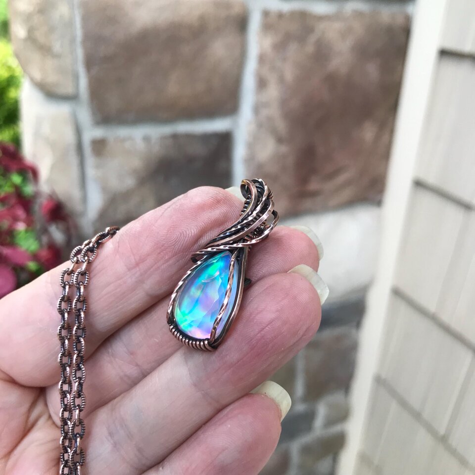 Aurora Opal Small Teardrop Pendant