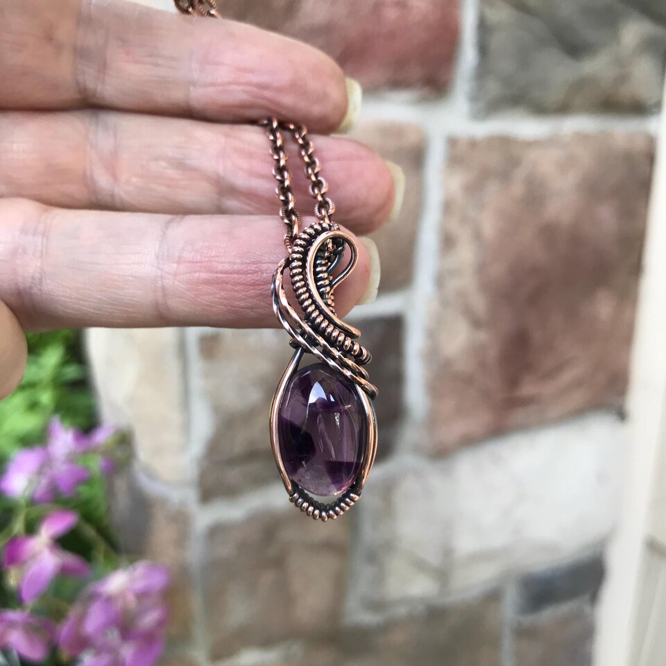 Amethyst Smal Copper Pendant