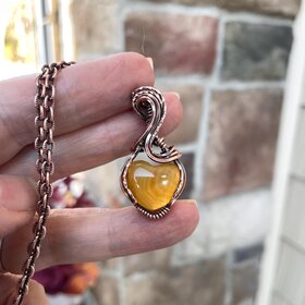 Carnelian Heart Copper Pendant