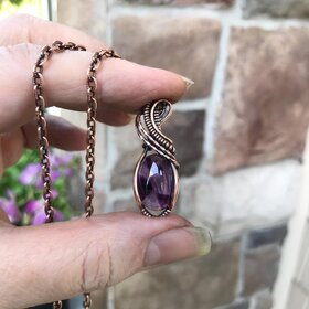 Amethyst Smal Copper Pendant