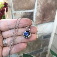Labradorite Mini Round Sterling Silver Pendant