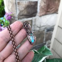 Aurora Opal Rainbow Copper Pendant