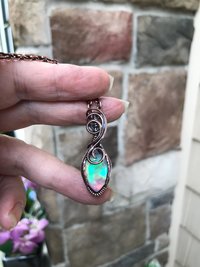 Aurora Opal Rainbow Copper Pendant