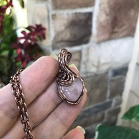 Rose Quartz Small Copper Heart Pendant
