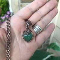 Green Aventurine Small Heart Copper Pendant