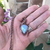 Moonstone Teardrop Copper Pendant