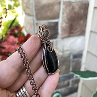 Black Onyx w/Black Rutile Accent Copper Necklace