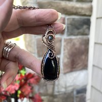Black Onyx w/Black Rutile Accent Copper Necklace