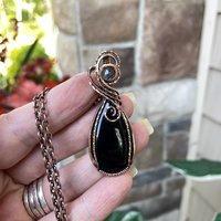 Black Onyx w/Black Rutile Accent Copper Necklace