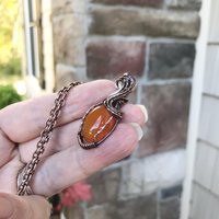 Carnelian Small Oval Copper Necklace