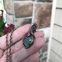 Moss Agate Small Heart Copper Necklace