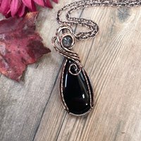 Black Onyx w/Black Rutile Accent Copper Necklace