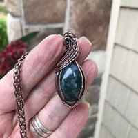 Moss Agate Oval Copper Necklace