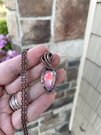 Aurora Opal Rainbow Copper Pendant