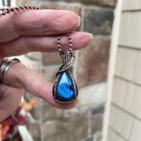 Blue Labradorite Small Copper Pendant