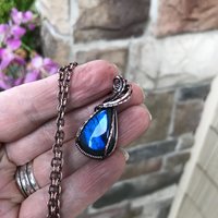 Blue Labradorite Small Copper Pendant