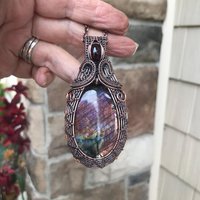 Pink Purple Labradorite & Garnet Woven Necklace