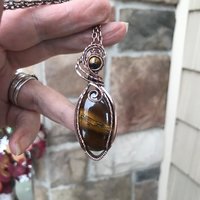 Tiger Eye Oval Copper Necklace
