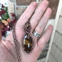 Tiger Eye Oval Copper Necklace