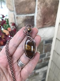 Tiger Eye Oval Copper Necklace