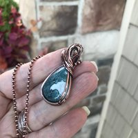 Teal Moss Agate Copper Necklace