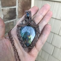 Blue Purple Labradorite Woven Pendant