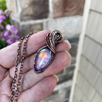 Aurora Opal Rainbow Copper Pendant