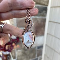 Cotton Candy Agate Druzy Oval Copper Necklace