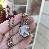 Cotton Candy Agate Druzy Oval Copper Necklace