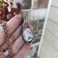 Cotton Candy Agate Druzy Oval Copper Necklace