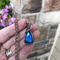 Blue Labradorite Small Copper Pendant