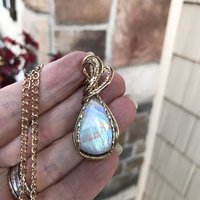 Rainbow Moonstone Brass Pendant