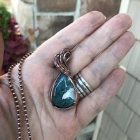 Teal Moss Agate Copper Necklace
