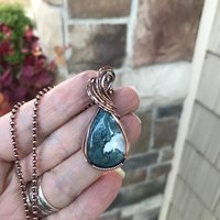 Teal Moss Agate Copper Necklace