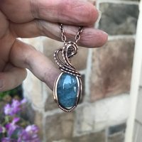 Aquamarine Small Oval Copper Necklace