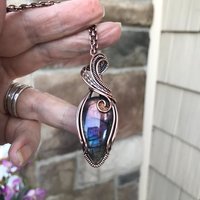Purple Rainbow Labradorite Copper Pendant