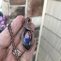 Purple Rainbow Labradorite Copper Pendant