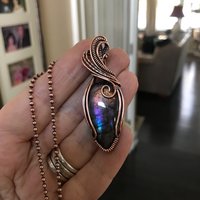 Purple Rainbow Labradorite Copper Pendant