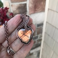Golden Amber Labradorite Heart Copper Necklace
